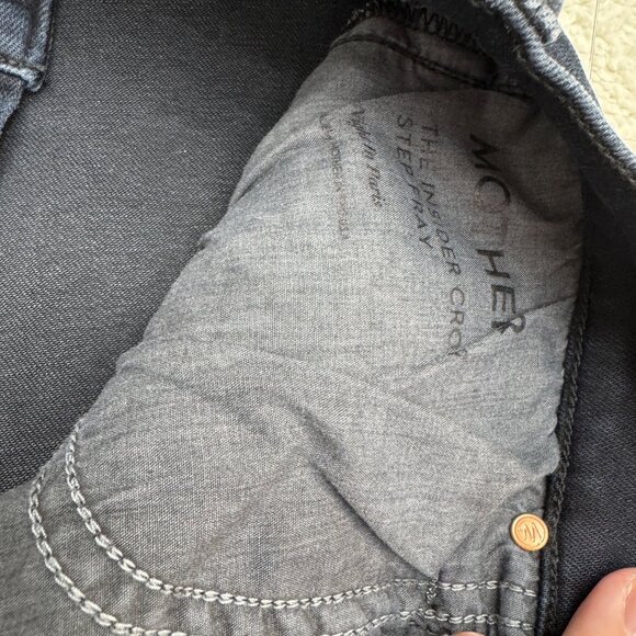 Mother The Insider Crop Step Fray Black Jean Women's Denim Pants, Size 31 - Picture 7 of 12